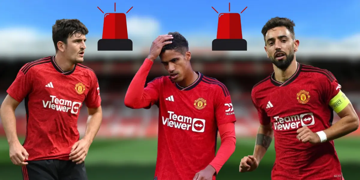 Bruno Fernandes, Maguire and Raphael Varane