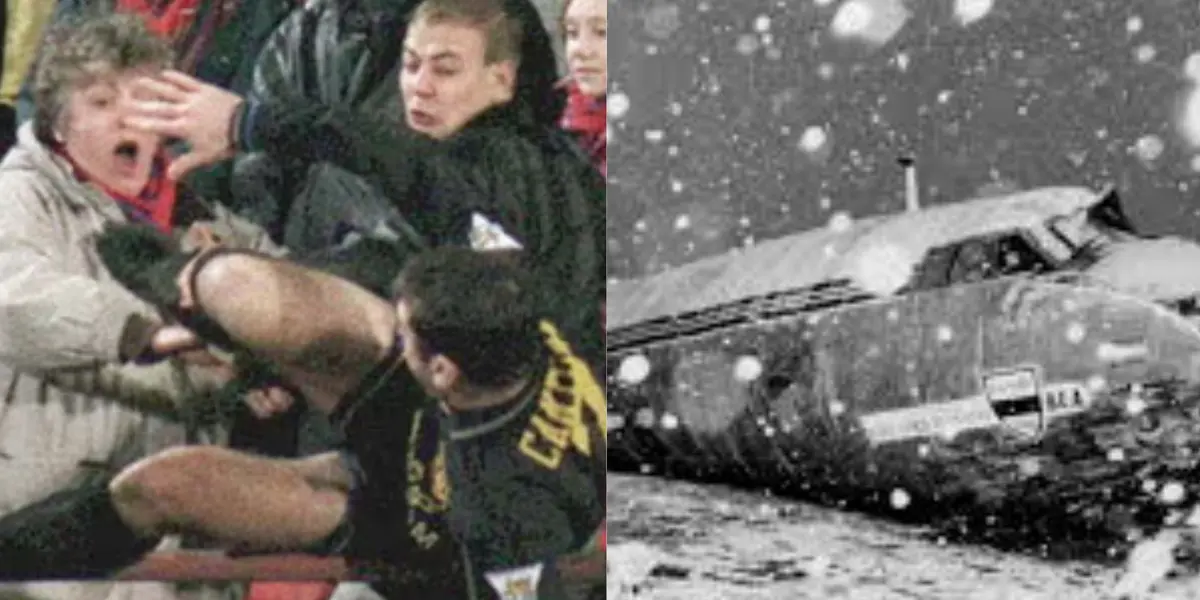 Eric Cantona's kick at a Crystal Palace fan in 1995 and The Munich air disaster in 1958.