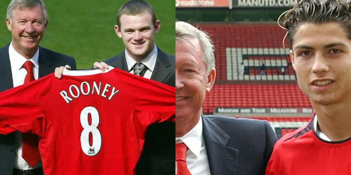 Ferguson with Rooney and Ronaldo.