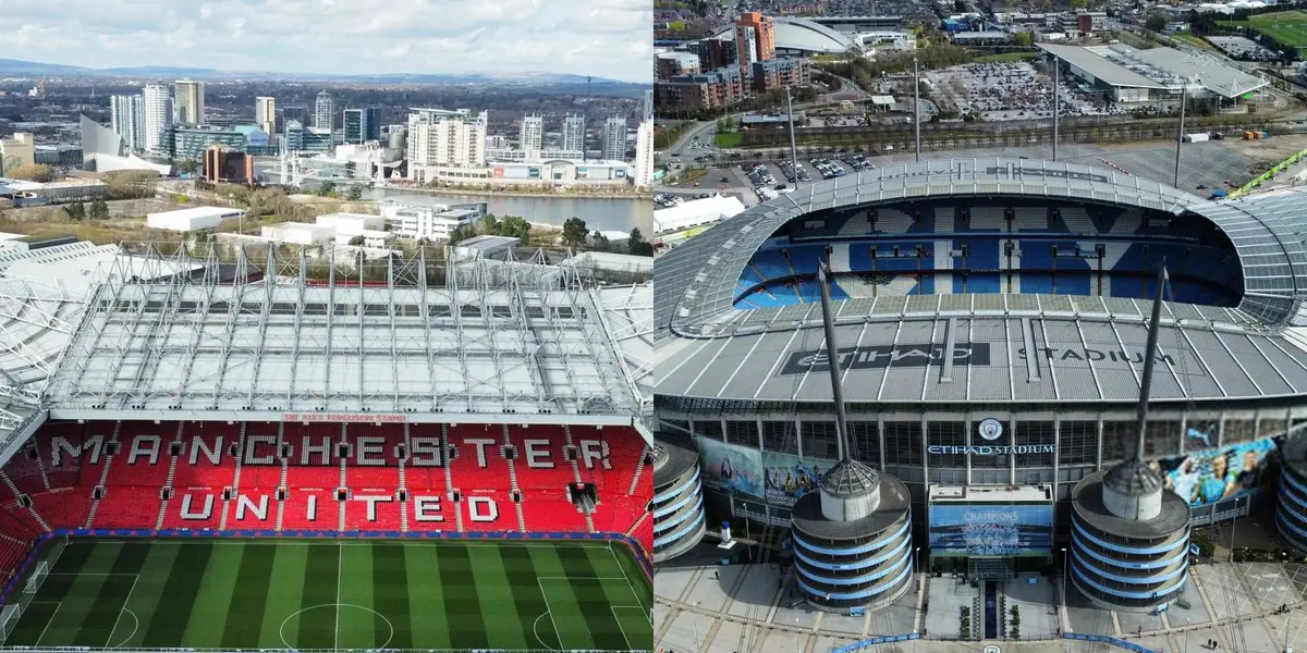 Old Trafford and Etihad Stadium.