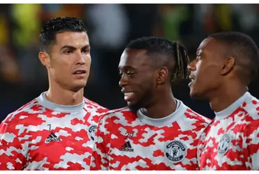 Aaron Wan Bissaka and Cristiano Ronaldo