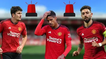 Bruno Fernandes, Maguire and Raphael Varane