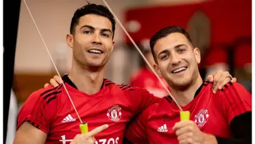 Diogo Dalot and Cristiano Ronaldo